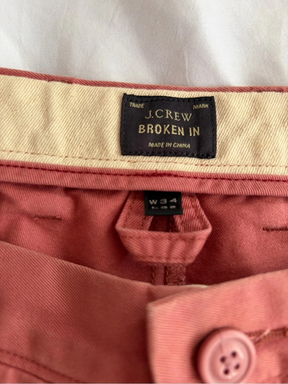 J.Crew Broken-In Chino Pants Men’s 34x32 Rust Orange